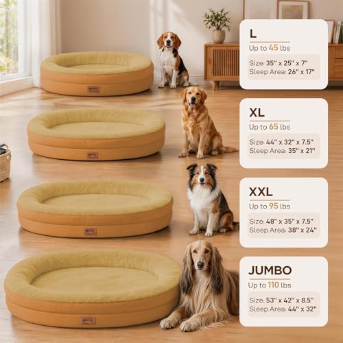 Waterproof Orthopedic Dog Bed for Extra Large Dogs, Orange