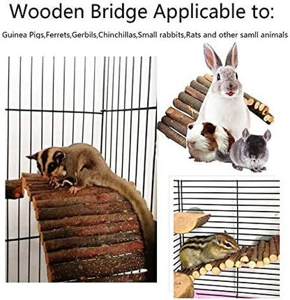 PINVNBY Guinea Pig Wooden Ladder Bridge (20 x 11.8 in) Rabbits Hideout, House, Tunnel, Rodents Chew Toys for Bunny, Chinchillas, Hedgehogs, Ferrets, Rat and Small Animals-Extra Large (Pack of 2)