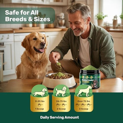 Probiotic Dog Dental Powder - Plaque Off Powder - Dog Teeth Natural Cleaning Powder - Dogs Breath Freshener - Enzymes & Probiotic with Tartar and Plaque Off - Pets Tooth Cleaning- 150g/5.3 oz
