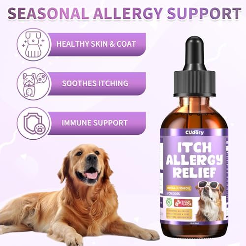 Dog Allergy Relief Drops, Itchy Skin Relief for Dogs with Omega-3, 60ml