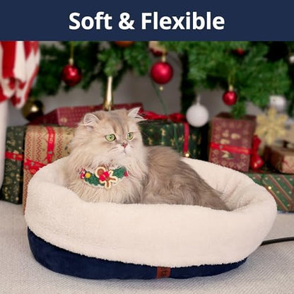 Heated Cat Bed with Pet Pad, 17.7"×13.7", Blue