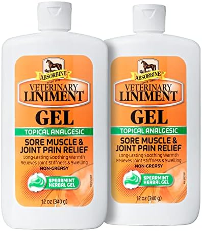 Absorbine Veterinary Liniment Gel, Topical Menthol Analgesic Rub for Sore Muscle, Joint & Arthritis Pain Relief, 12oz Bottle 2-Pack