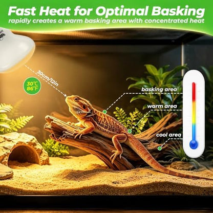 LUCKY HERP Reptile Heat Lamp Bulbs 50W, UVA Daylight Basking Bulbs 2 Pack