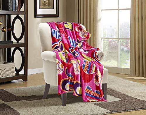 Valerian Luxury Velvet Super Soft Light Weight Blanket Prints Fleece Throw - All Year Round Home Decor, Fuzzy Warm and Cozy Throws, Couch and Gift, 50 x 60inch, Valentina Heart
