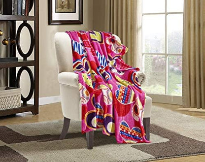 Valerian Luxury Velvet Super Soft Light Weight Blanket Prints Fleece Throw - All Year Round Home Decor, Fuzzy Warm and Cozy Throws, Couch and Gift, 50 x 60inch, Valentina Heart