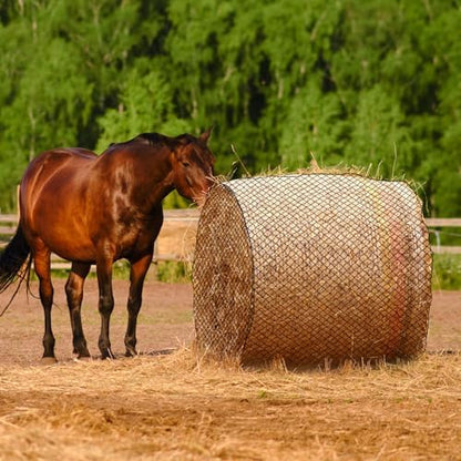 Dayimado Large Round Bale Hay Net, 6x6 Ft Sturdy Hay Net Slow Feed for Horses, Fits Round Bales 5x5-6x6 or Square Bales 3x3x8-4x4x8 with 1.5" Holes