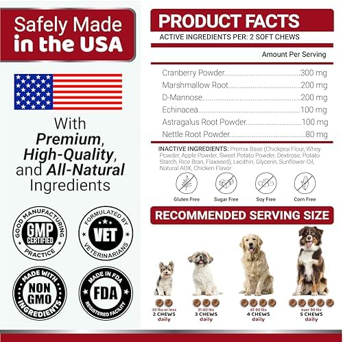 Cranberry Supplement for Dogs - 170 Chews - Dog UTI & Bladder Support