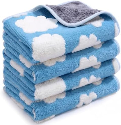 Reginary 4 Pcs Guinea Pig Fleece Cage Liners, White Clouds, 12 x 12 Inch