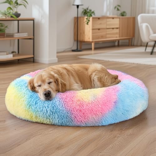 Dog Beds Large Sized Dog and Cats, 32in Pet Beds for Large Pet (Rainbow)
