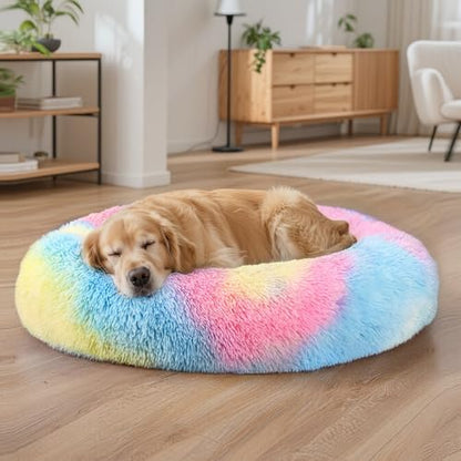 Dog Beds Large Sized Dog and Cats, 32in Pet Beds for Large Pet (Rainbow)