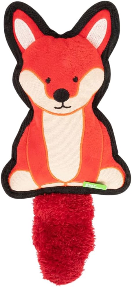 Only Natural Pet Mountain Friends Recycled Plush Dog Toys - Durable Double-Stitched Design with Internal Squeaker, Large Plush Ears & Soft Crinkle Tail - Squeaky Pet Toy | Francis The Fox, 5.5" x 12"