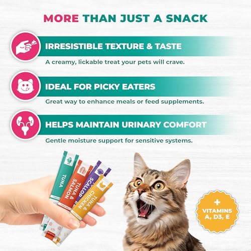 Beloved Pets Creamy Lickable Cat Treats & Wet Squeeze Tubes – Tuna Mix, Liquid Cat Snacks, Urinary Care, Multivitamin Treats for Cats & Small Dogs, Lick Up (20 Sticks, Tuna)