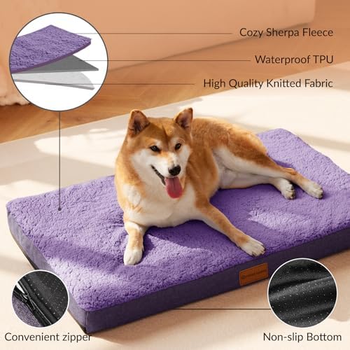 Patas Lague Orthopedic Large Dog Bed Washable Pet Sofa Mat 56''X40''Purple