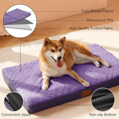 Patas Lague Orthopedic Large Dog Bed Washable Pet Sofa Mat 56''X40''Purple