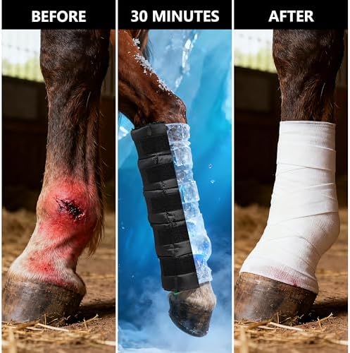 Reusable Gel Horse Ice Boots 4 Pack, Adjustable 5 Leg Cooling Wraps