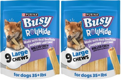 Purina Busy Dog Bones Rollhide | Small/Medium Breed | 9 ct. Pouch | Pack of 2