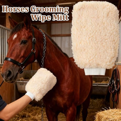 Curry Comb Kit, 6 Ring Curry Comb & Horse Grooming Mitts