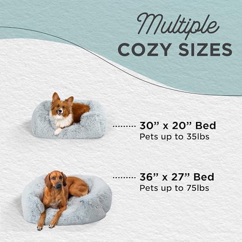 Best Friends by Sheri Lounge Dog Bed, Shag Faux Fur, Frost, Large 36" x 27"