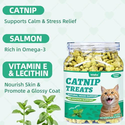 Wellix 13.05 oz Catnip Treats for Cats for Digestive Support