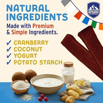 Himalayan Dog Chew Cranberry Honey Yogurt Sticks for Dogs | Protein-Rich Treats with Prebiotics & Probiotics | Lactose-Free, Grain-Free, Gluten-Free | Healthy Yogurt Chews for All Breeds | 5 Count