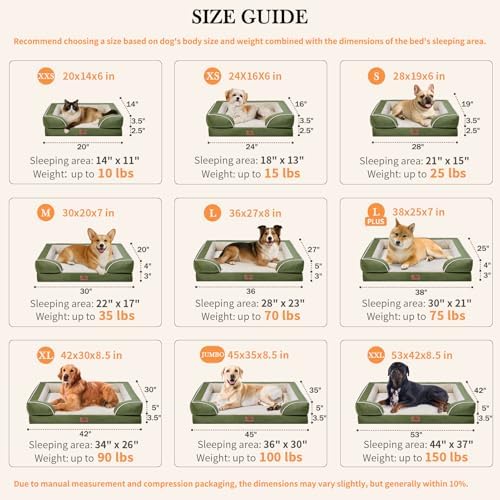 Comfort Expression Orthopedic Dog Bed for Extra Large Dogs with Bolster