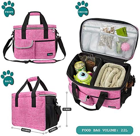 PetAmi Dog Travel Bag Organizer, Pet Supplies Tote Diaper Bag, Pink Medium