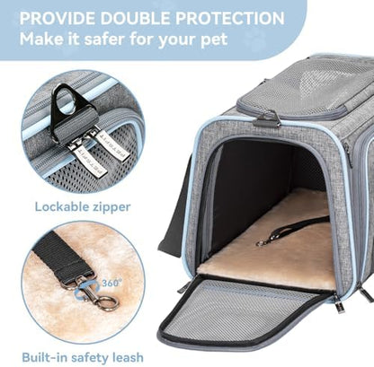 Petsfit Medium Double Expandable Cat Carrier for Cats and Small Dogs