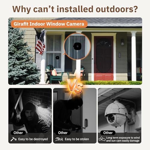 Girafit 2K Window Camera,2.4GHz & 5GHz WiFi Indoor Cameras for Home Security with ChroMax Al Color Night Vision,Person & Motion Detection,Easy & Quick Install(4 Pack)