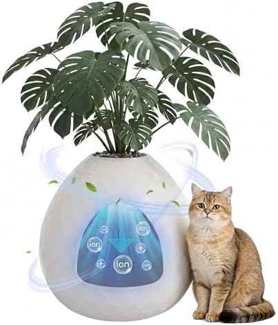 Plant Litter Box Egg-Shaped, Hidden Cat Litter Box Enclosure - Secret Small Litter Box Furniture with Two Interchangeable Top, for Living Room Corner