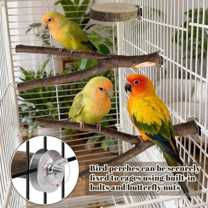 8 Pack 9 Inch Natural Wood Bird Perches for Cage, Wood Parrot Perch