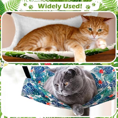 Jetec 2 Pack Cat Hammock for Cage, Monstera Leaf, M