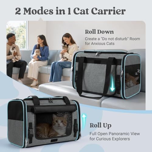 rabbitgoo Cat Carrier Soft with Rollable Flap, Travel Safe for Car Airline