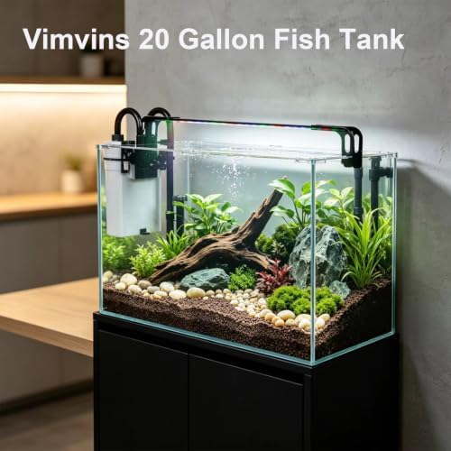 Vimvins 20 Gallon Glass Fish Tank