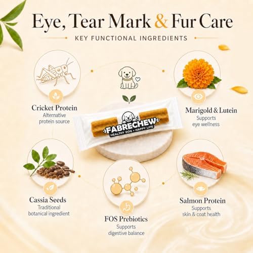 Cricket & Salmon Protein Dog Treats – Hypoallergenic High-Protein Soft Dental Chews for Sensitive Dogs 14 Pcs (Eye, Tear Marks & Fur Care)