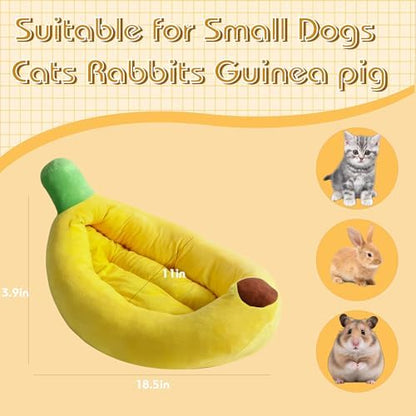 Rabbit Bed Warm Small Dog Cat Sleeping Carrot Banana Beds Bunny Bed Guinea Pig Hideout Bed Thick Soft with Removable Mat,Machine Washable Guinea Pig Cushion (Banana（18.5 * 11.02 * 3.94）)