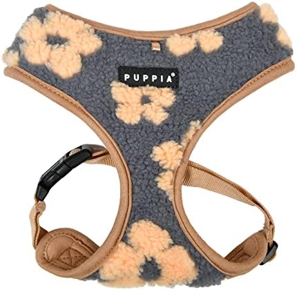 Puppia Ren Dog Harness Over-The-Head Warm Winter Flower Pattern Adjustable Chest for Small and Medium Dog, Beige, Large
