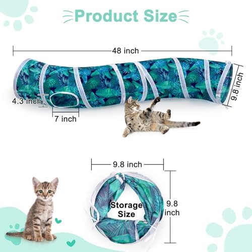 Glittme S-Shape Cat Tunnel, Foldable Cat Tunnels for Indoor Cats