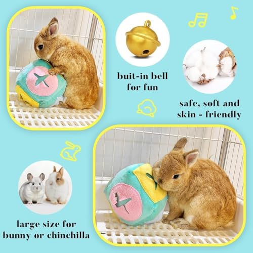 Rabbit Foraging Toy with Bell, Washable Puzzle Feed Game Rabbit Toy