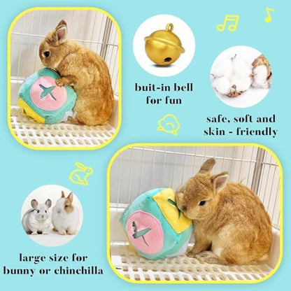 Rabbit Foraging Toy with Bell, Washable Puzzle Feed Game Rabbit Toy