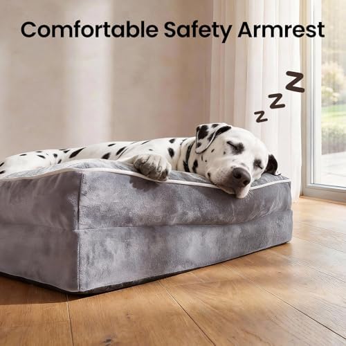 OhGeni Orthopedic Jumbo Sized Dog Bed Couch, Memory Foam, 52-inch (Gray)