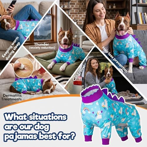 LovinPet Giant Dog Pajamas, pet PJs, Wild Horse Prints, Rainbow, 3XL