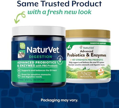 NaturVet Advanced Probiotics & Enzymes Supplement for Dogs & Cats - 4 oz