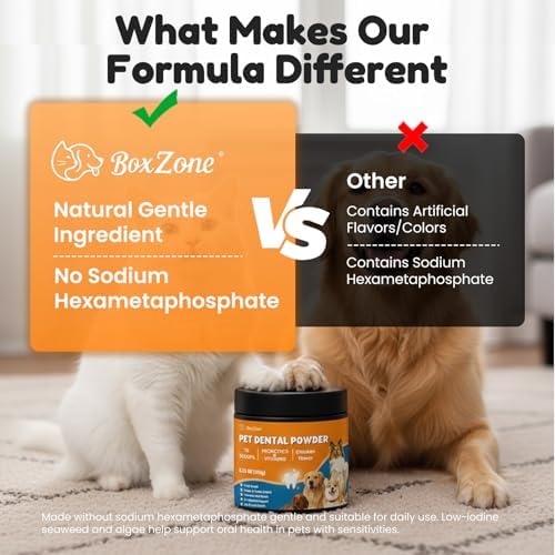 Dog Teeth Cleaning Powder - Plaque & Tartar Control, Breath Fresheners with Natural Seaweed, Probiotics, Vitamins, Turmeric & Enzymes for All Dogs & Cats (Chicken Flavor, 75 Scoops)