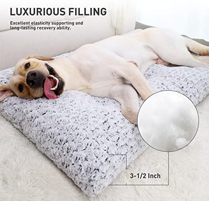 KSIIA Washable Dog Bed Medium Size Dog Crate Bed Plush Pet Mat 35"x23" Gray