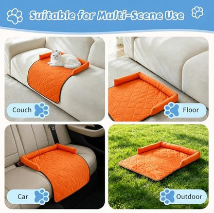 Cooling Dog Bed Mats with Neck & Head Support, 31.5 x 23.62 inch Orange