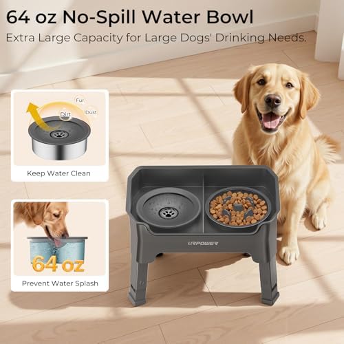 URPOWER Mess Proof Elevated Dog Bowls 4 Height Adjustable Raised Stand