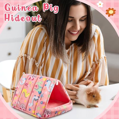Cinnvoice Guinea Pig Hideout Bed Washable House Cage, Cartoon, 7.9 in