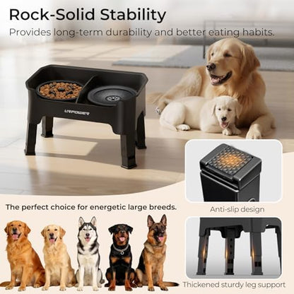 URPOWER Mess Proof Elevated Dog Bowls 4 Height Adjustable Raised Stand