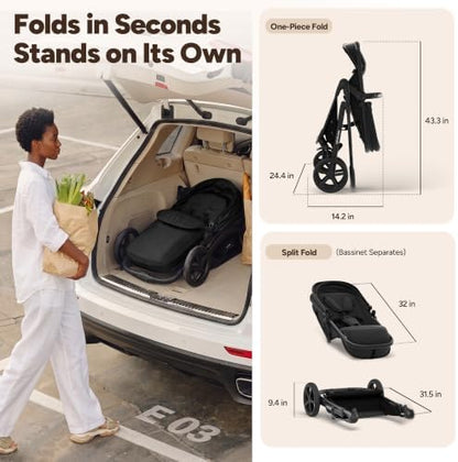 Mompush Wiz 2-in-1 Bassinet Stroller with Car Seat Adapter, Reversible Seat