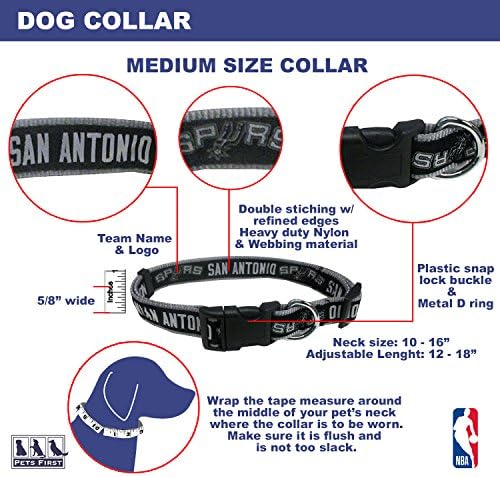 Pets First NBA SAN Antonio Spurs Dog Collar, Size Medium. Best Pet Collar for All Sports Fans